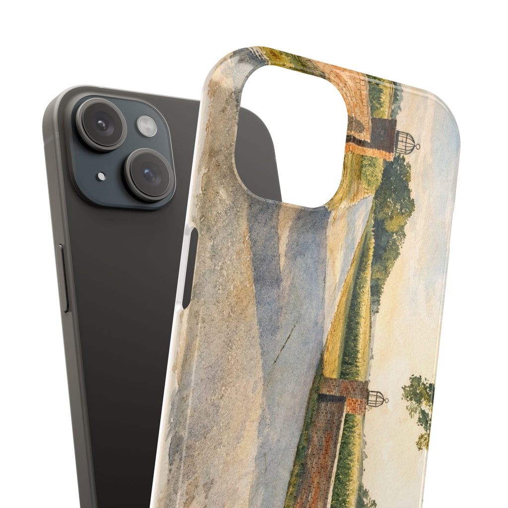 Slim Phone Case — Vintage Farm Landscape Design with 'The Cage Farm' Logo
