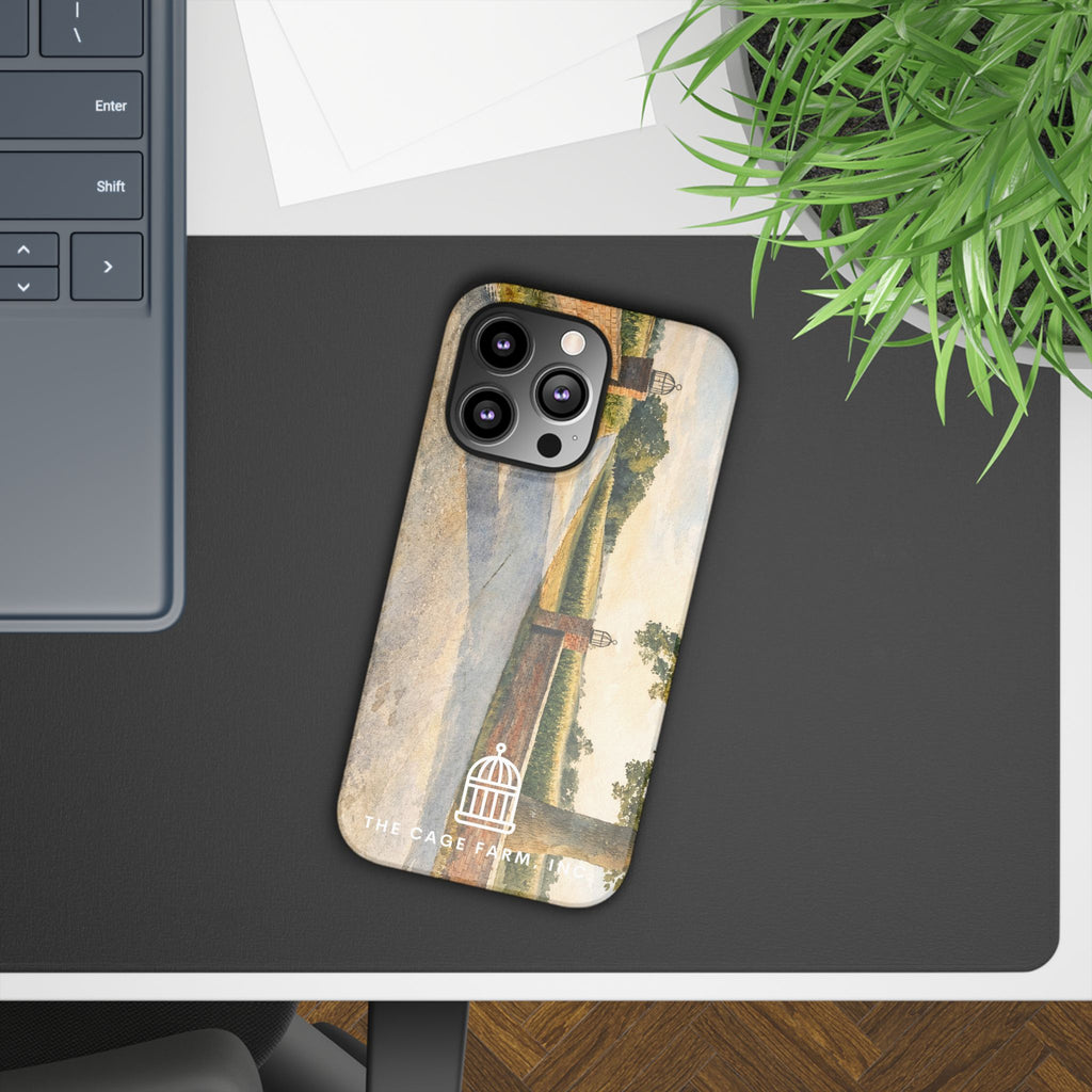 Slim Phone Case — Vintage Farm Landscape Design with 'The Cage Farm' Logo