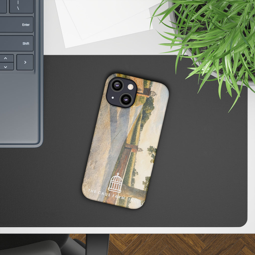 Slim Phone Case — Vintage Farm Landscape Design with 'The Cage Farm' Logo