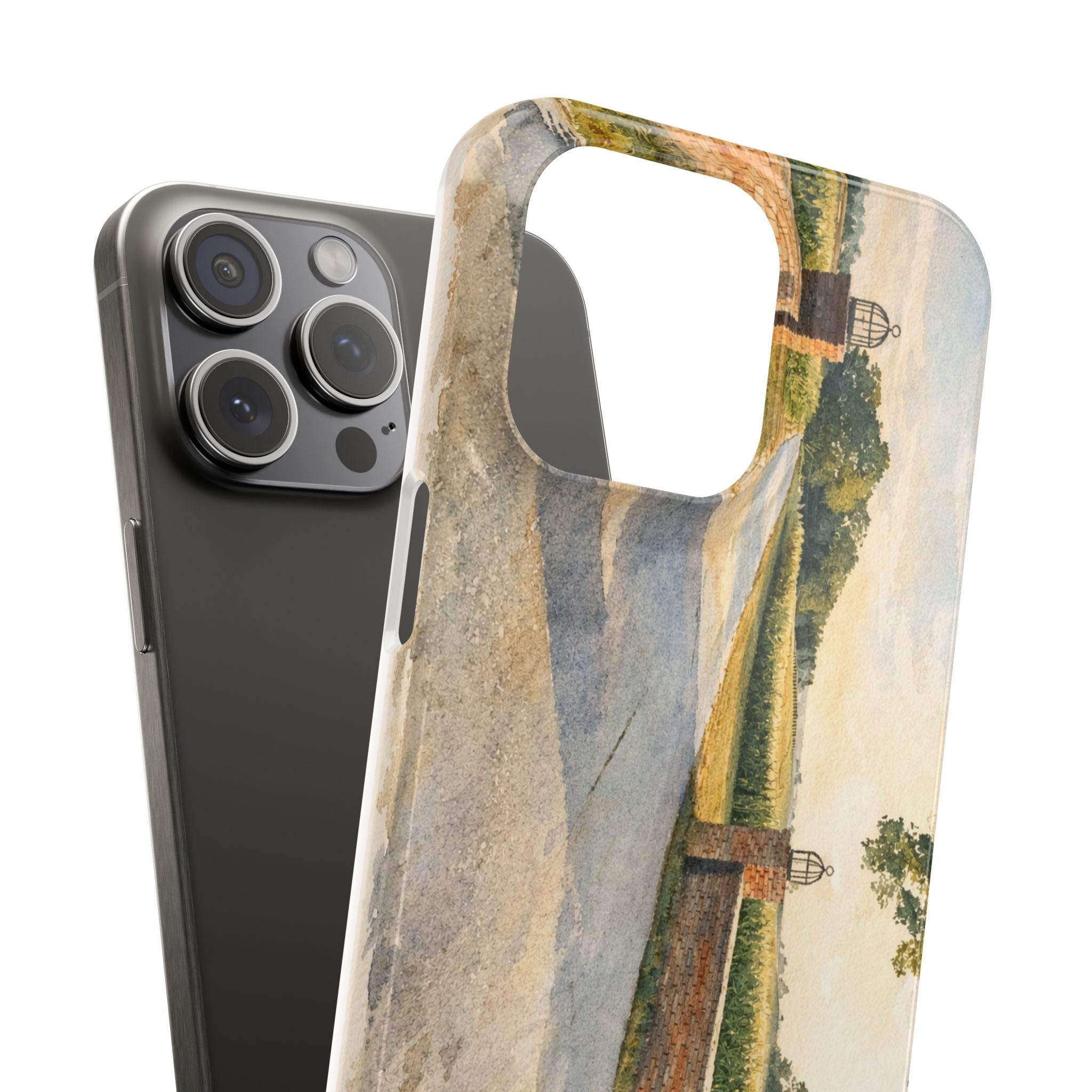 Slim Phone Case — Vintage Farm Landscape Design with 'The Cage Farm' Logo