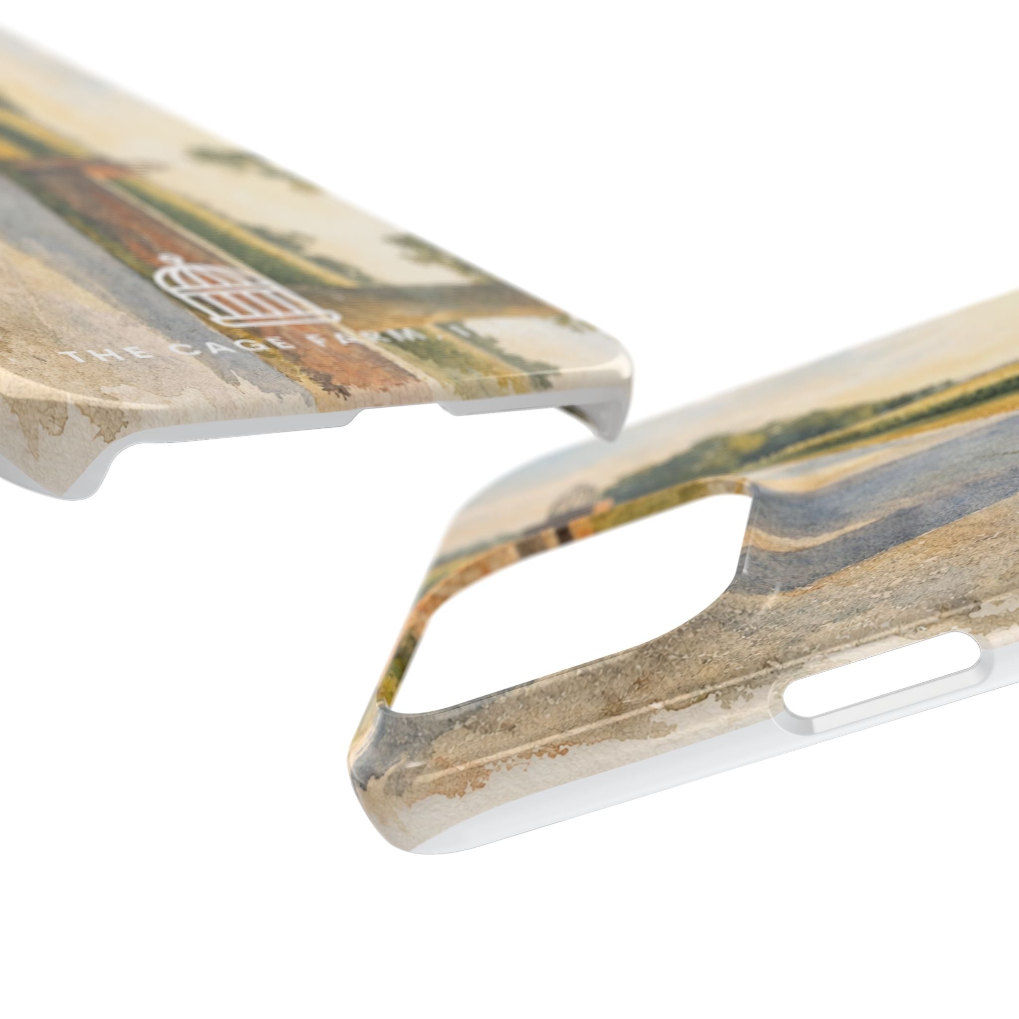 Slim Phone Case — Vintage Farm Landscape Design with 'The Cage Farm' Logo