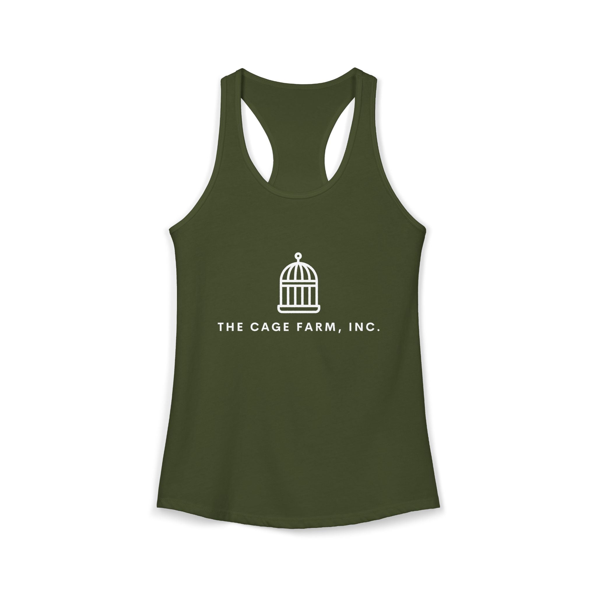 Women's Racerback Tank | White Simple Logo