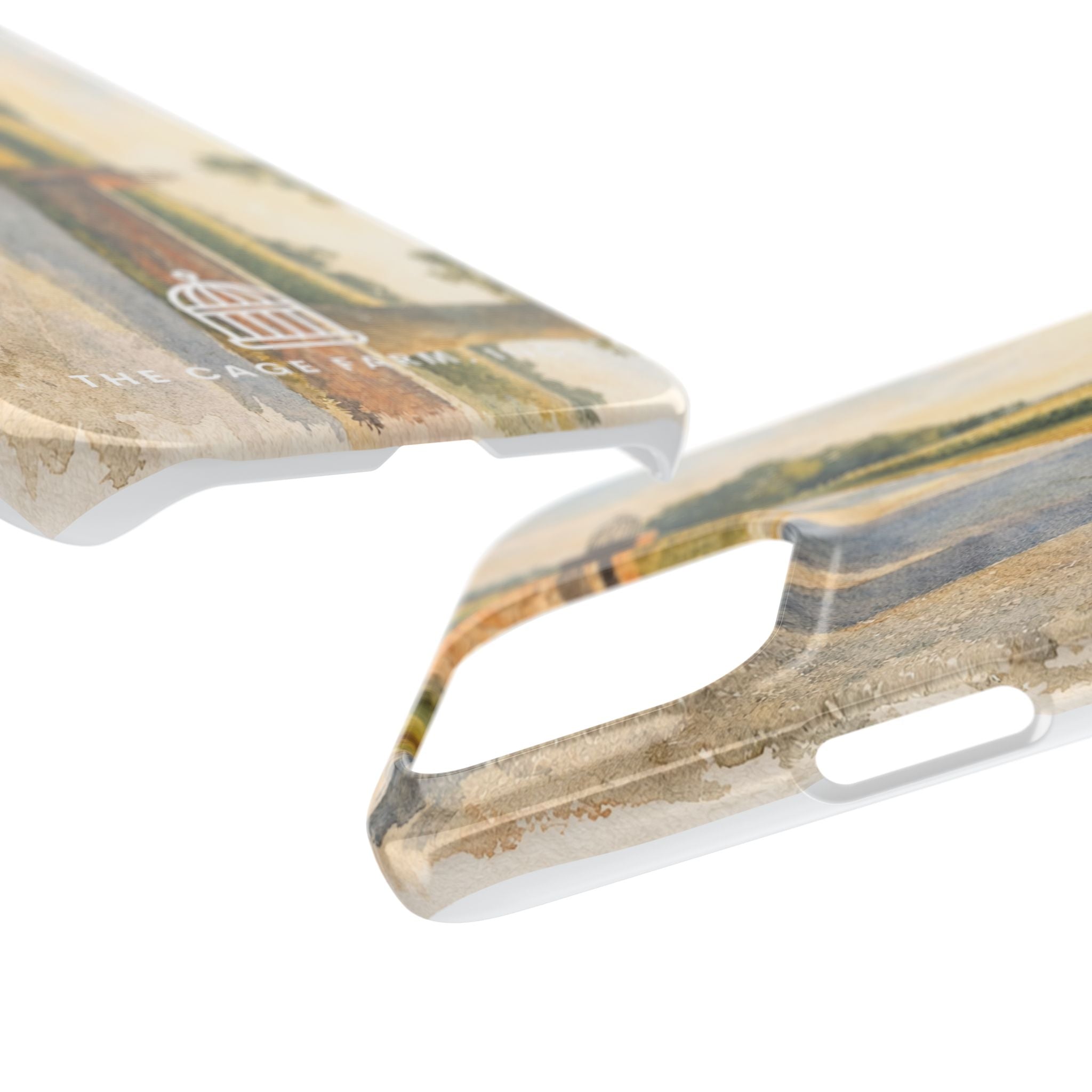 Slim Phone Case — Vintage Farm Landscape Design with 'The Cage Farm' Logo