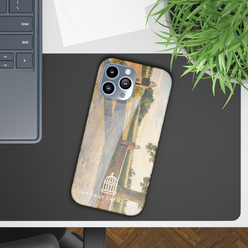 Slim Phone Case — Vintage Farm Landscape Design with 'The Cage Farm' Logo