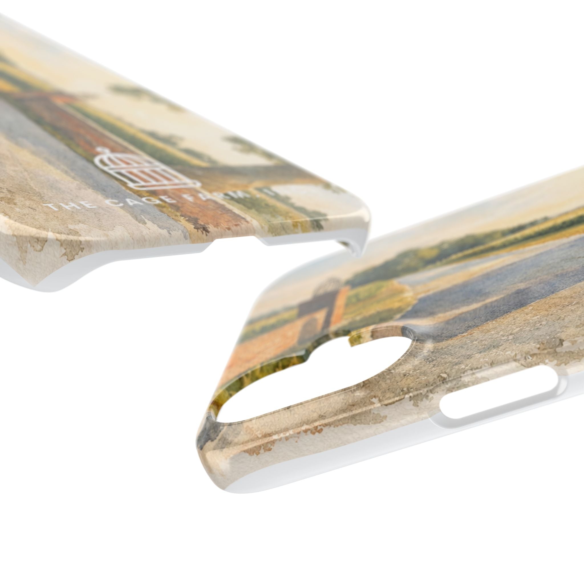 Slim Phone Case — Vintage Farm Landscape Design with 'The Cage Farm' Logo