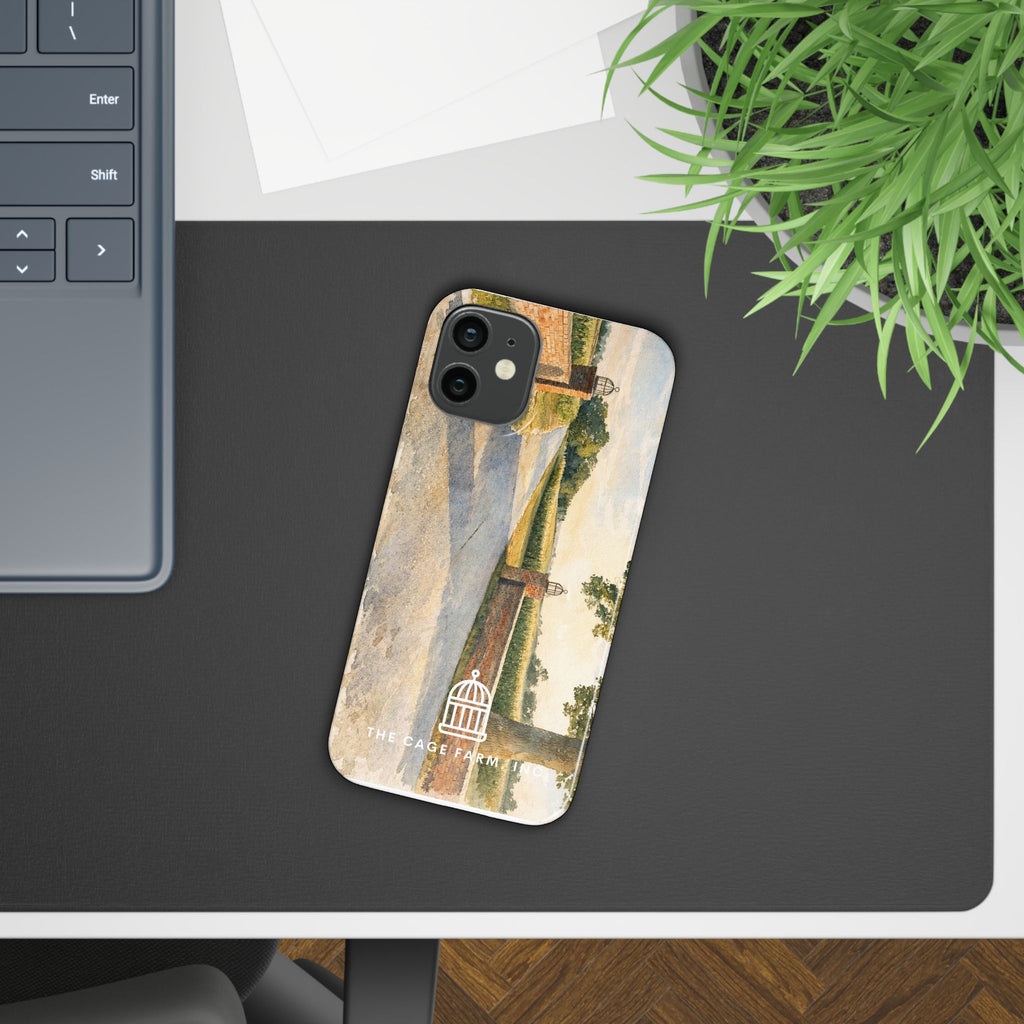 Slim Phone Case — Vintage Farm Landscape Design with 'The Cage Farm' Logo