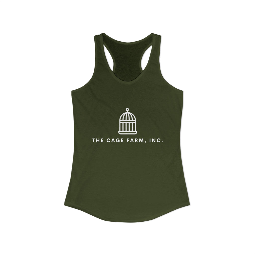 Women's Racerback Tank | White Simple Logo