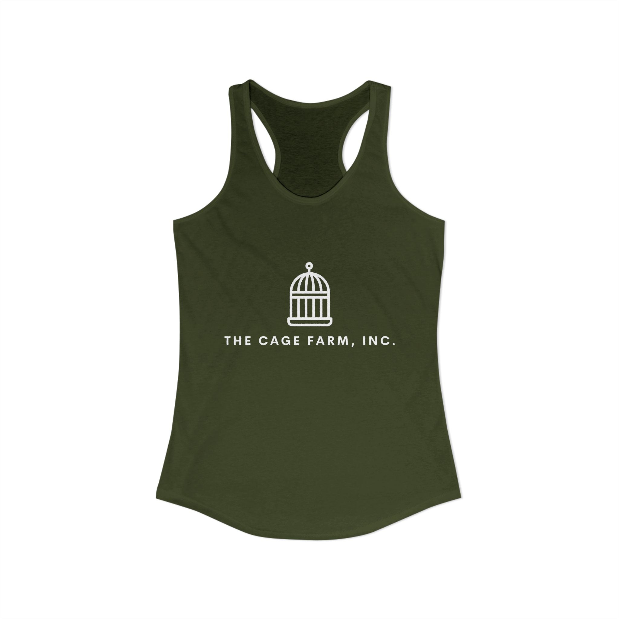Women's Racerback Tank | White Simple Logo