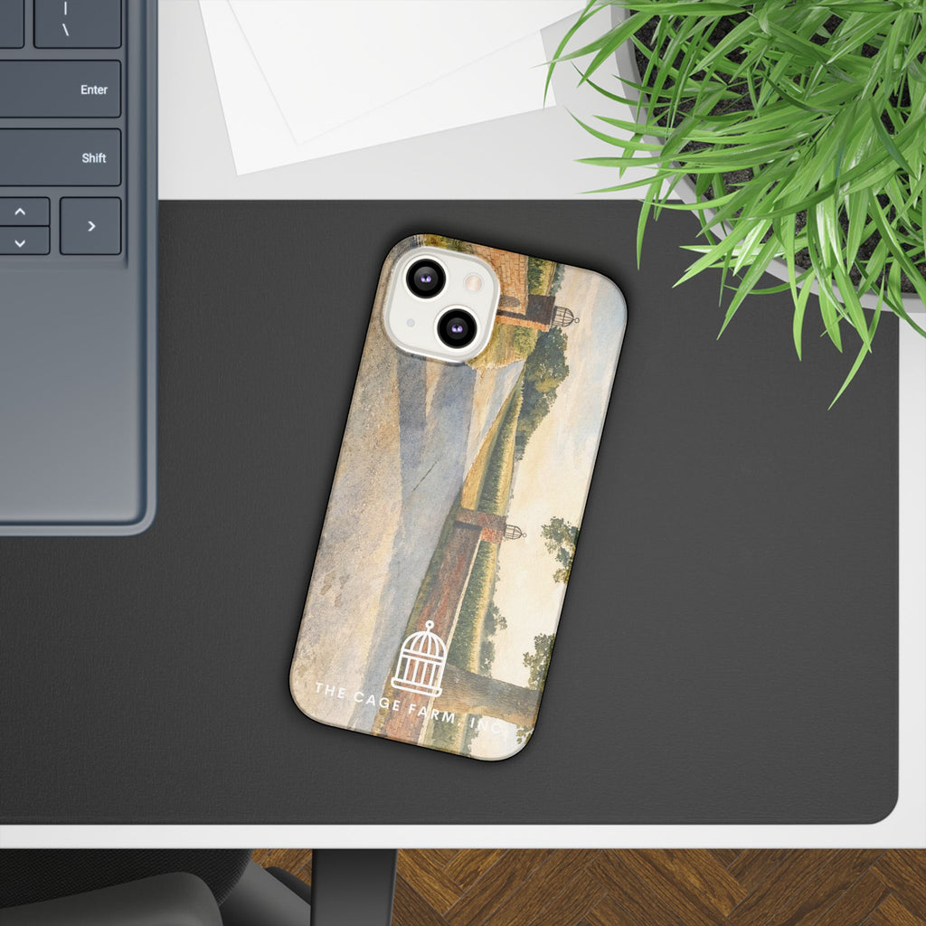 Slim Phone Case — Vintage Farm Landscape Design with 'The Cage Farm' Logo