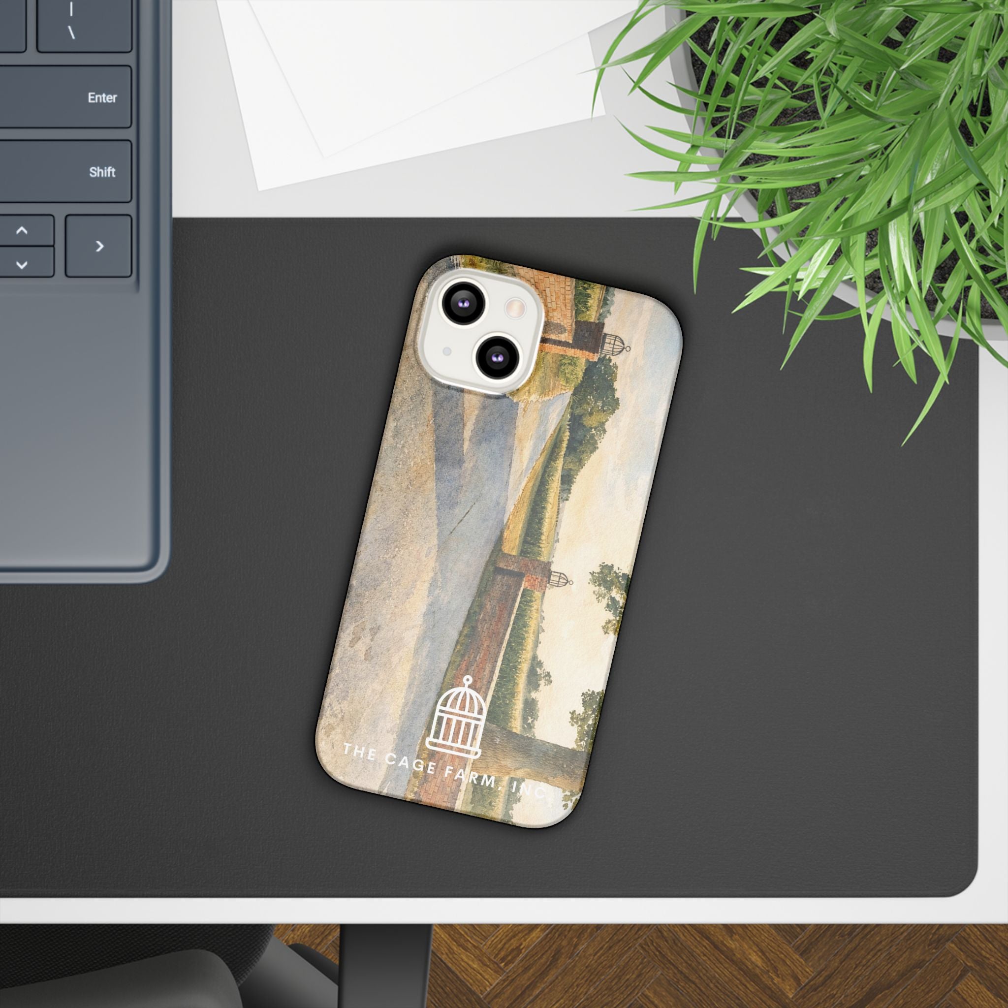 Slim Phone Case — Vintage Farm Landscape Design with 'The Cage Farm' Logo