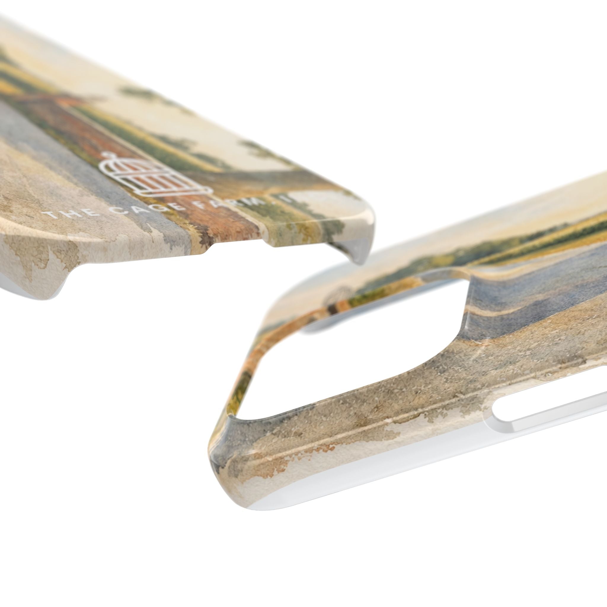 Slim Phone Case — Vintage Farm Landscape Design with 'The Cage Farm' Logo