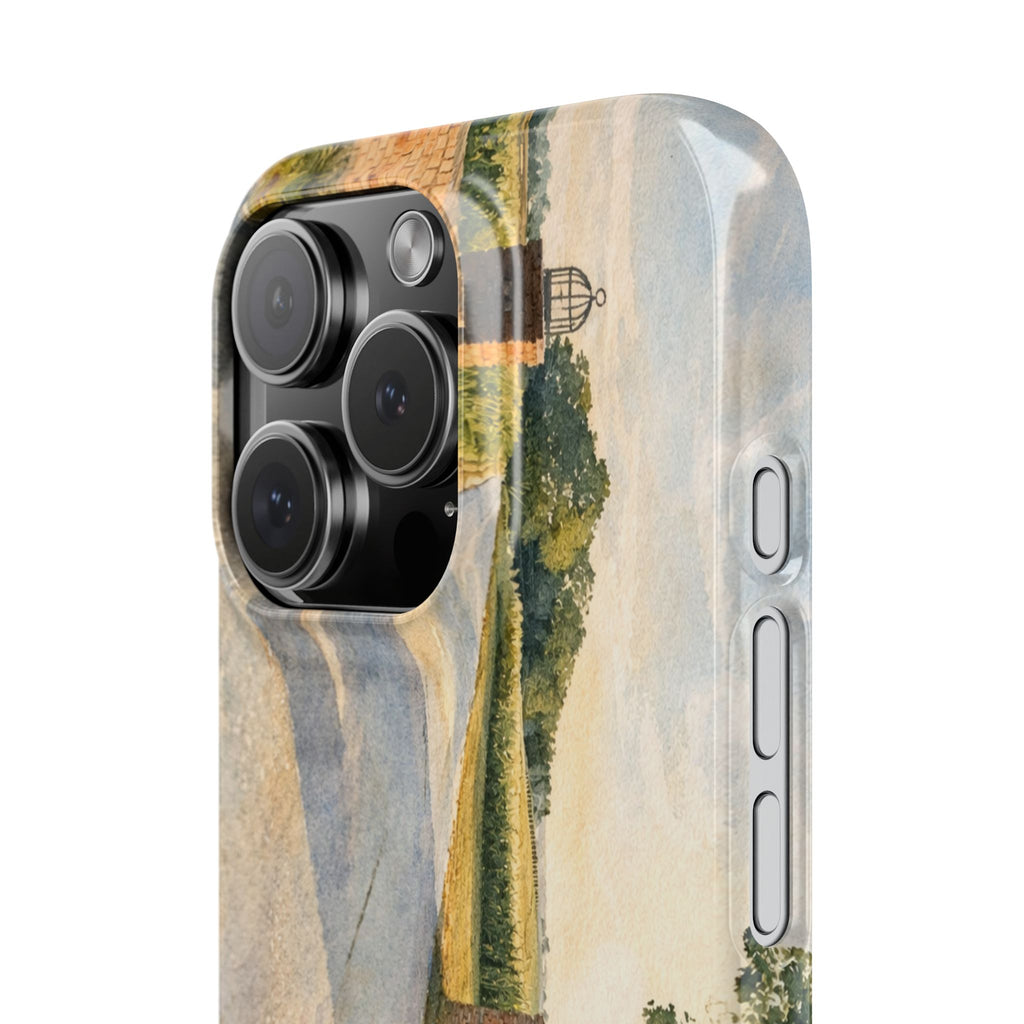 Slim Phone Case — Vintage Farm Landscape Design with 'The Cage Farm' Logo